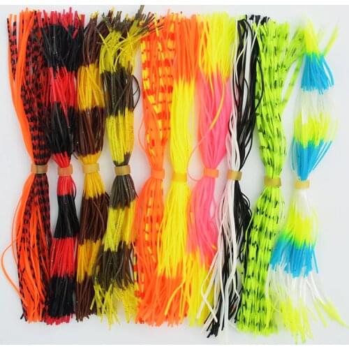 Fishing Rubber Skirts 10 Bundles 50 Strands Spinnerbait Buzzbait Jig Head Hook Rubber Jig Skirt Fishing Lure Accessories
