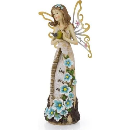 Solar Garden Angel Sculpture Flower Fairy Elf Decoration Ornaments Outdoor Garden Resin Crafts