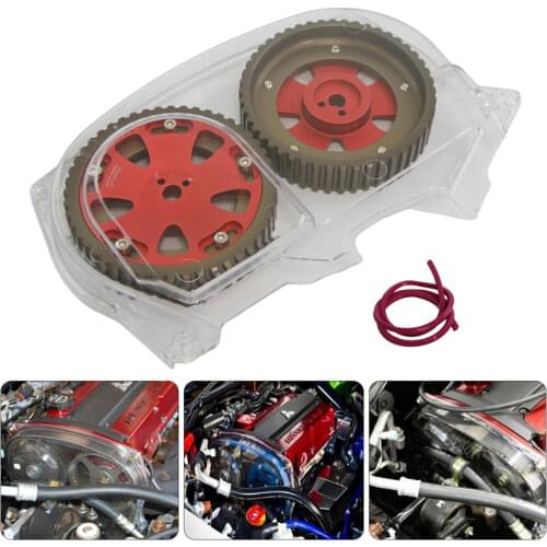 Clear Timing Belt Cover + Cam Pulley Gear Fits For Mitsubishi Lancer EVO 9 IX 4G63