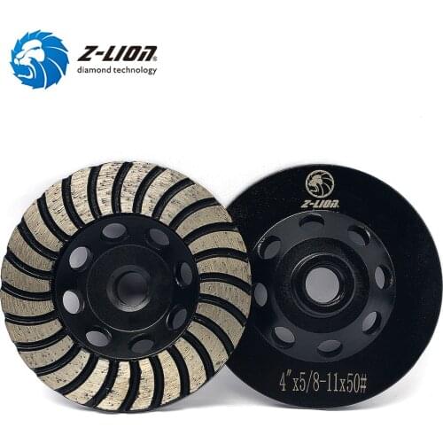 Z-LION 4" Diamond Cup Grinding Wheel Double Layer Segment 5/8-11 Thread Sanding Disc For Granite Marble Stone Grinding Cup wheel