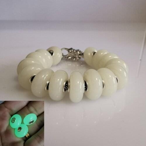 Handmade glass luminous beads Charm Bead Bracelet Glow In The Dark 925 Sterling Silver jewelry