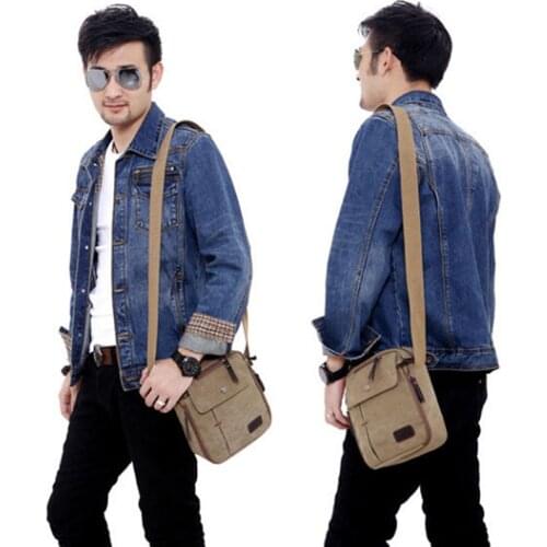 Mens Bag Light Men Shoulder Bag For Pocket Waterproof Casual Crossbody Bag Black Canvas Messenger Bag Shoulder