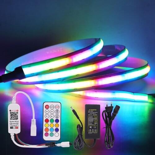 Bluetooth Control DC5V COB LED Strip Light 332LEDs SK6812 RGB FOB Dream Color LED Digital Strip Flexible Ribbon Tape with Remote