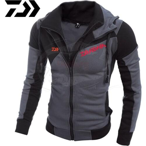 Daiwa Fishing Hoodies Sweatshirts 2020 Autumn Winter Men Patchwork Hoody Fleece Tracksuit Male Warm Hooded Zipper Sportswear