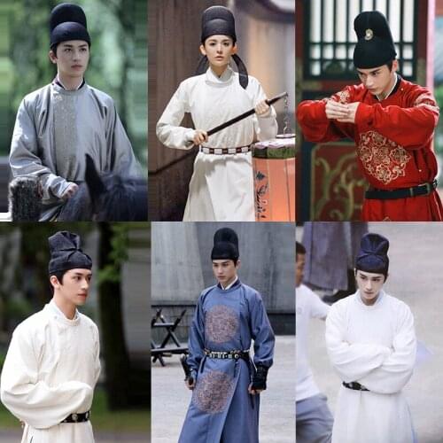 2021 tv play hanfu chinese traditional men hanfu ancient imperial bodyguard cosplay suit long robe stage performance hanfu set