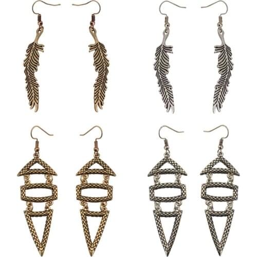 Retro Vintage Geometric Leaf Shape Drop Earrings for Women Bohemian Jhumka Earring India Afghan Festival Party Brincos Jewelry