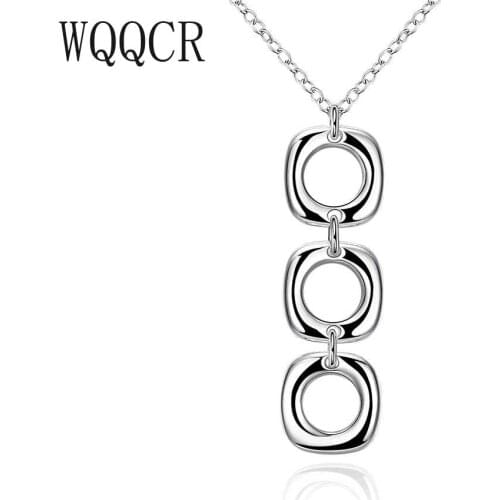 WQQCR Free Shipping 925 jewelry silver Jewelry Pendant Fine Fashion Cute Three square Necklace Pendants Top Quality