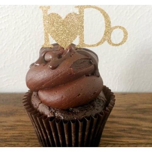 Gold I-DO wedding cupcake toppers birthday Food Picks engagement toothpick Bridal baby shower Bachelorette party decorations