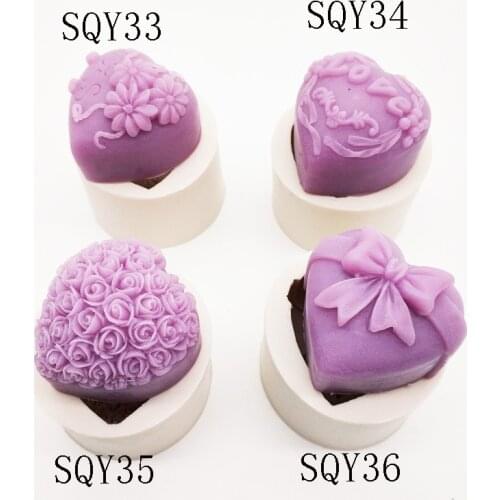 1Pcs Mini 3D Silicone Soap Mold Heart Love Rose Flower Chocolate Mould Candle Polymer Clay Molds Crafts DIY Forms For Soap