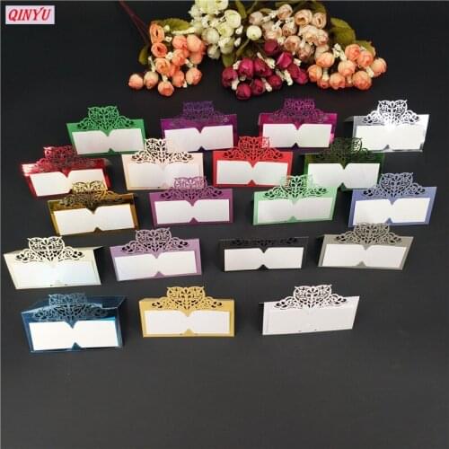 10pcs 9*9cm Laser Cut Seat card table Name Card Place Card Wedding Party Decoration Favor Hollow Pattern blue 6zsh871