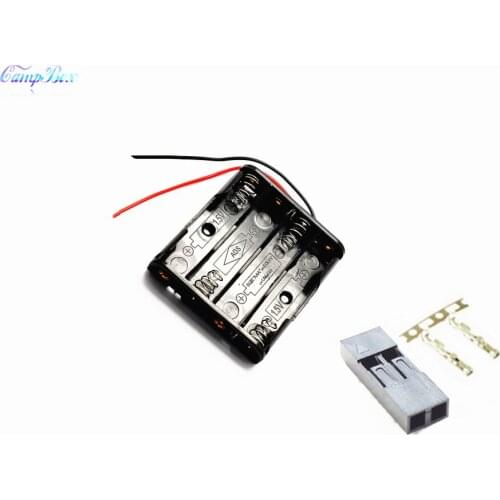 100Pcs 4xAAA Battery Case Holder Socket Wire Junction Boxes With 15cm Wires, Dupont 2.54mm 2P Header and Crimps