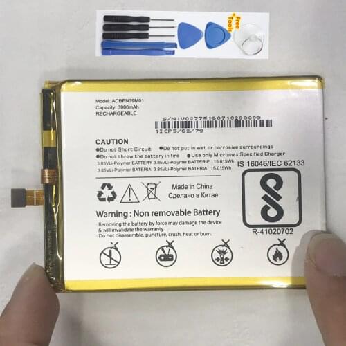3900mAh/15.015Wh 3.85V ACBPN39M01 Battery for Micromax Canvas Juice 4 Q465 Li-ion Polymer Cell Phone Batterie