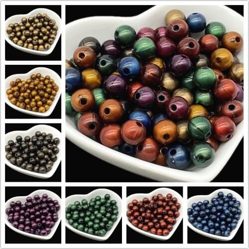 50pcs 8mm Dark Colors Acrylic Beads Spacer Beads For Jewelry Making Handmade DIY