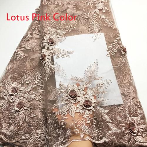 3D Flowers African Lace Fabric Beaded French Lace Fabric Dubai/ Nigerian Lace Fabric 2021 High Quality Lace for Dress VM3548