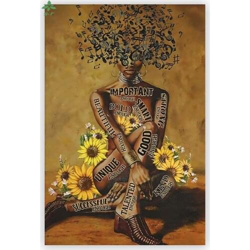 African American Women And Sunflower Canvases Can Be Used As Living Room And Bedroom Decorations