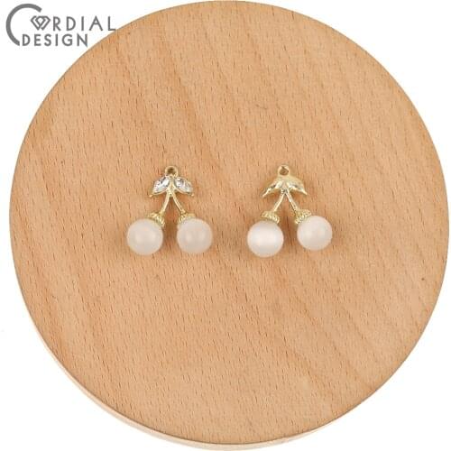 Cordial Design 50Pcs 17*21MM Jewelry Accessories/Rhinestone Pendants/Cherry Shape/Jewelry Findings & Components/DIY Making