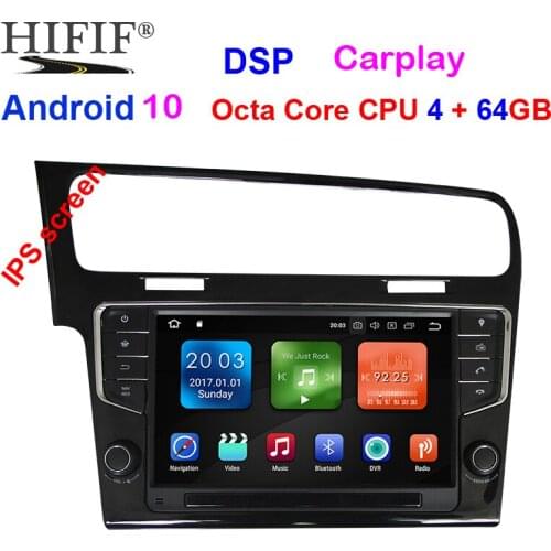 4G+64G IPS 1Din 9inch Android 9.0 Car GPS Multimedia Player For VW Golf 7 2013(piano black) Octa Core Fast Boot 4G RAM 64G ROM