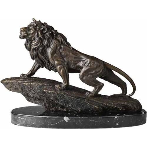 Bronze Sculpture Lion King Formidable Statue Wild Animal Lions Art Home Office Decoration Business Gifts