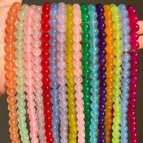 Pink Blue Green Chalcedony Beads Natural Stone Rould Loose Jades Beads for Bracelets DIY Jewelry Making Bulk 15'' 4 6 8 10 12mm