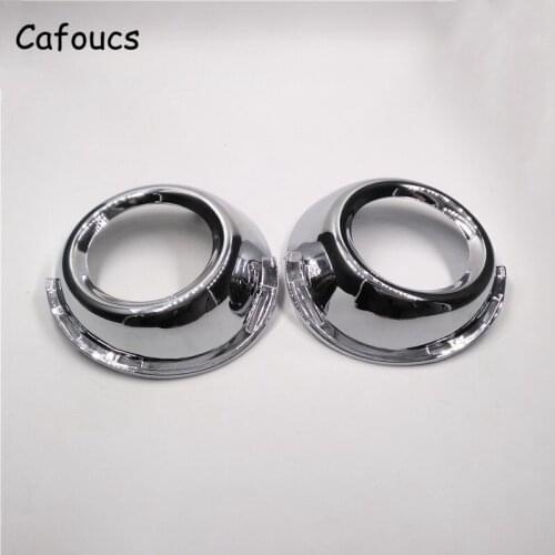 Cafoucs 2Pcs/set ABS Chrome Front Bumper Fog Lamp Frame Cover Trims For Peugeot 307 Light Decoration Accessories