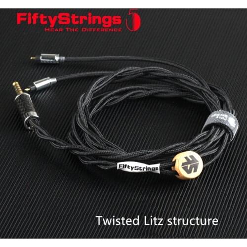 Fiftystrings Black Series The 1960s 24awg Occ copper plated silver with litz upgrade cable 0.78 mmcx QDC UE Litz wire