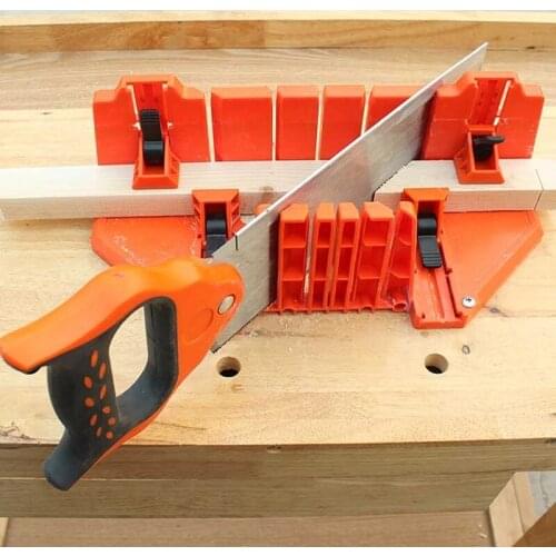 Woodworking Clamping Mitre Box Diagonal Saw Cabinet 45 90 Degree Saw Box Angle Saw Oblique Cutting Groove Sawing Guide Slot