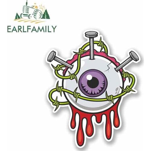 EARLFAMILY 13cm x 13cm For Zombie Eyeball Blood Graffiti Sticker DIY Anime Personality Stickers Vinyl Car Wrap Body For Car