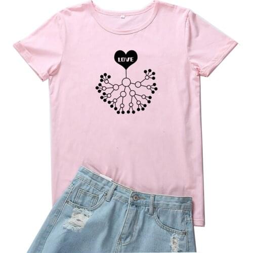 LOVE T-shirt Women Simple Red and Black Pattern T Shirt Women Distribution of Hearts Graphic Women Tshirt Cotton Tee Shirt Femme