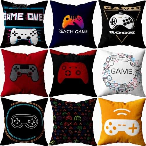 Gamer Game Controller Joypad Joystick Cushion Cover Red Plaid Throw Pillow Covers 45x45cm Game Stick Play Video Shirt Printing