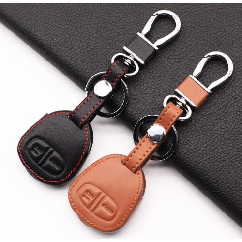 Hot Sale Genuine Leather cover wallet key remote case For Mitsubishi outlander ASX colt LANCER Grandis Pajero sport 2 buttons