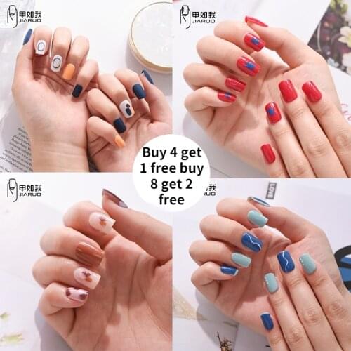 False with Designs Fake Nails Art Nail Tips Press on Set Full Cover Artificial Short Kiss Display Clear Tipsy Stick Coffin