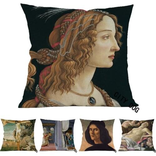 Christian Jesus Portrait of Simonetta Vespucci in the image of a nymph Cotton linen square pillow Cushion cover Home sofa Decor