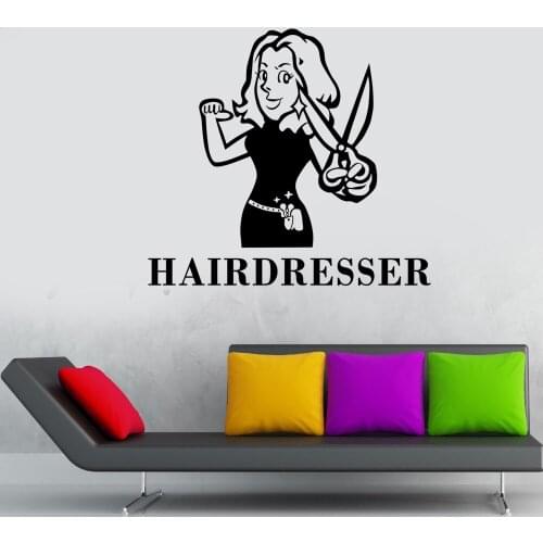 Hair Salon Wall Decal Beauty Salon Scissor Sticker Barber Shop Vinyl Wall Decals Decor Mural Hairdresser Glass Window Sticker