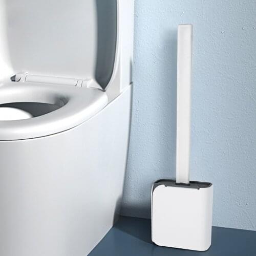 Wall Mounted Toilet Brush Long Handle Deep Cleaner WC Cleaning Brush TPR Head Toilet Brush Holder Base Bathroom Cleaning Tools