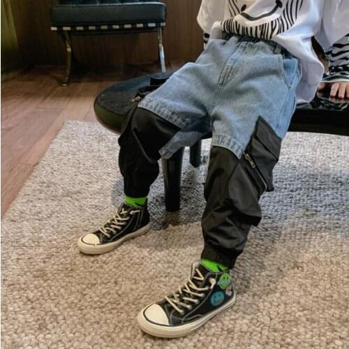 2020 new wholesale girls denim bow pants fashion autumn girls jean wide pants 4-10t F521