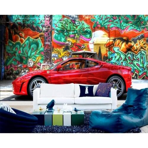 Beibehang Custom Wallpaper Hotel Catering Industry Graffiti Car Bar Ktv Backdrop Home Furnishings Background mural 3d wallpaper