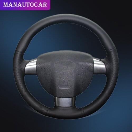 Car Braid On The Steering Wheel Cover for Ford Focus 2 2005-2011 (3-Spoke) Interior Car-styling Auto Steering Covers Leather