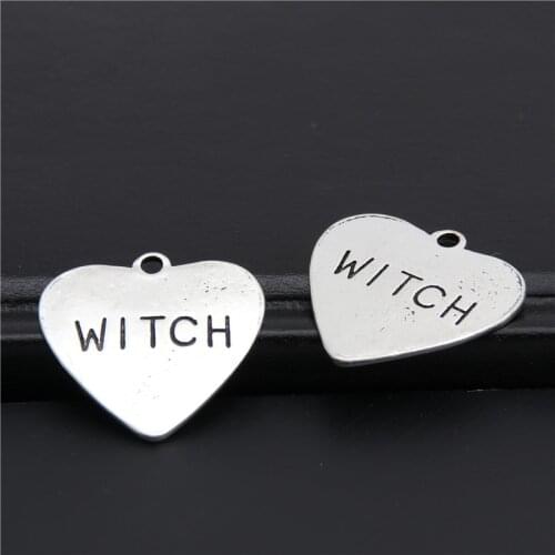 10pcs Silver Color Metal Witch Heart Letter Charms For DIY Handmade Trendy Jewelry Accessories Making A2423