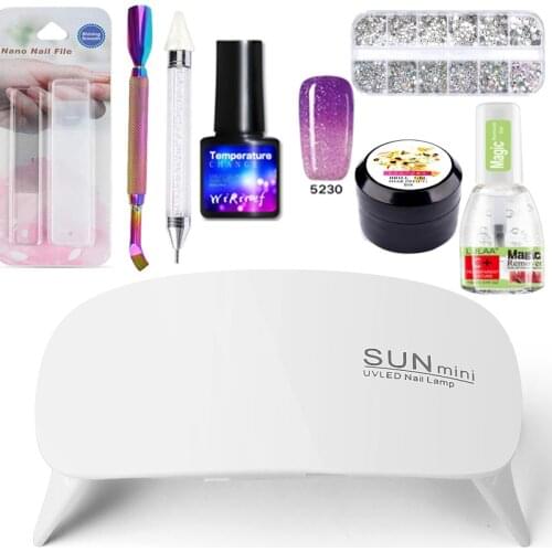 Professional Nail Dead Skin Shear Point Drill Pen Diamond Glue Dryer Portable Set 6W UV LED Lamp and Gel Sleeve Nail Decorations