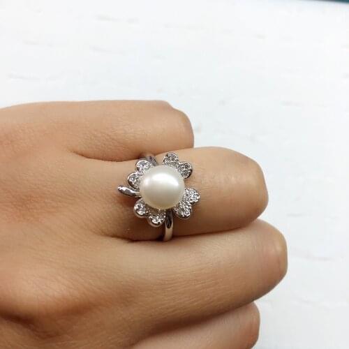 Love Flower Ring Mountings Findings Settings Adjustable Ring Jewelry Parts Fittings Party Accessories for Pearl Beads Stones