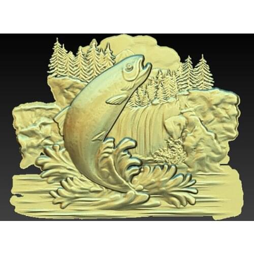 Fish 3d Relief STL Model for CNC Router 3D Printer Artcam Aspire Bas Relief