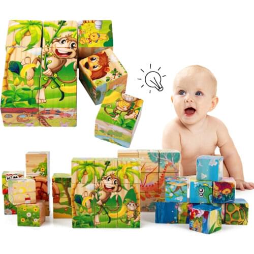 Wooden Blocks with pictures for kid Childrens educational toys Jigsaw puzzle wooden toys gifts for baby shipping from Russia