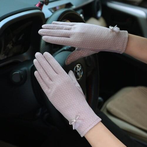 Spring Women Lace Gloves Summer Sunscreen Breathable Short Stretch Touch Screen Mitten Anti Uv Slip Resistant Driving Gloves