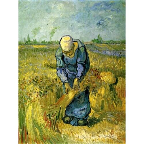 Famous art painting for living room Peasant Woman Binding Sheaves after Millet Vincent Van Gogh High quality Hand painted