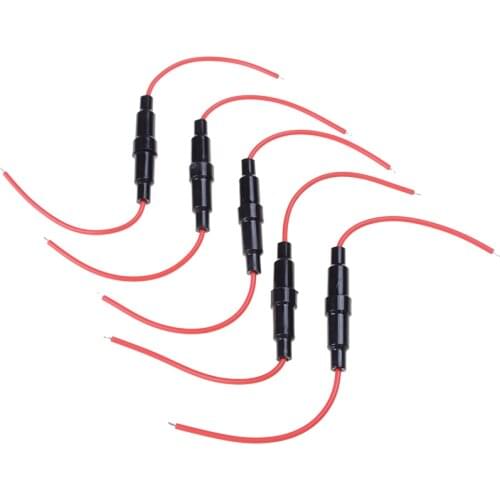 10pcs 5*20mm Glass Fuse Holder Screw Type 5X20mm With 22 AWG Wire Cable 250V Glass Fuse Tube Fuse Casing