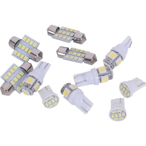 11 Pcs White LED Lights Interior for T10 & 31mm Map Dome License Plate Lamp