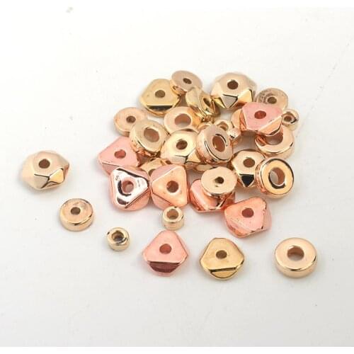 200 Pcs/Lot Coin Spacer Beads Gold/Rose Gold Flat Round Triangle Loose Bead for Bracelet Necklace DIY Making Supplies Jewelry