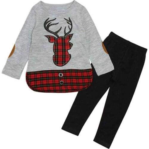 2019 Toddler Girls Clothes Sets Autumn Kids Clothes Outfit Suits 2Pcs Girl Sport Suit 2-6 Year Children Christmas Clothing Set