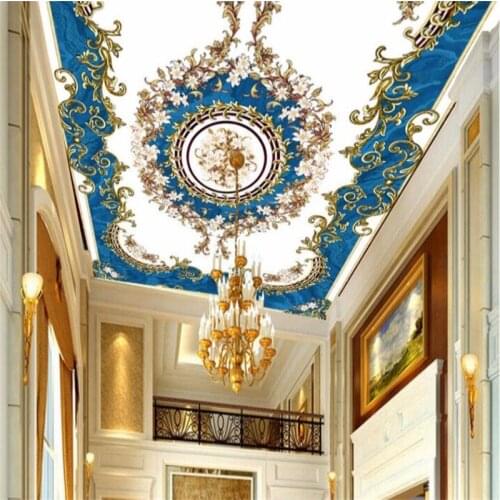 Custom ceiling wallpaper 3d murals European style marble living room bedroom hotel ceiling carpet pattern Papel de pared 3d обои