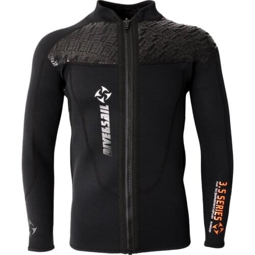 3MM Black Neoprene Long Sleeve Wetsuit for Men Front Zipper Jacket Top Surf Diving Swimming Snorkeling